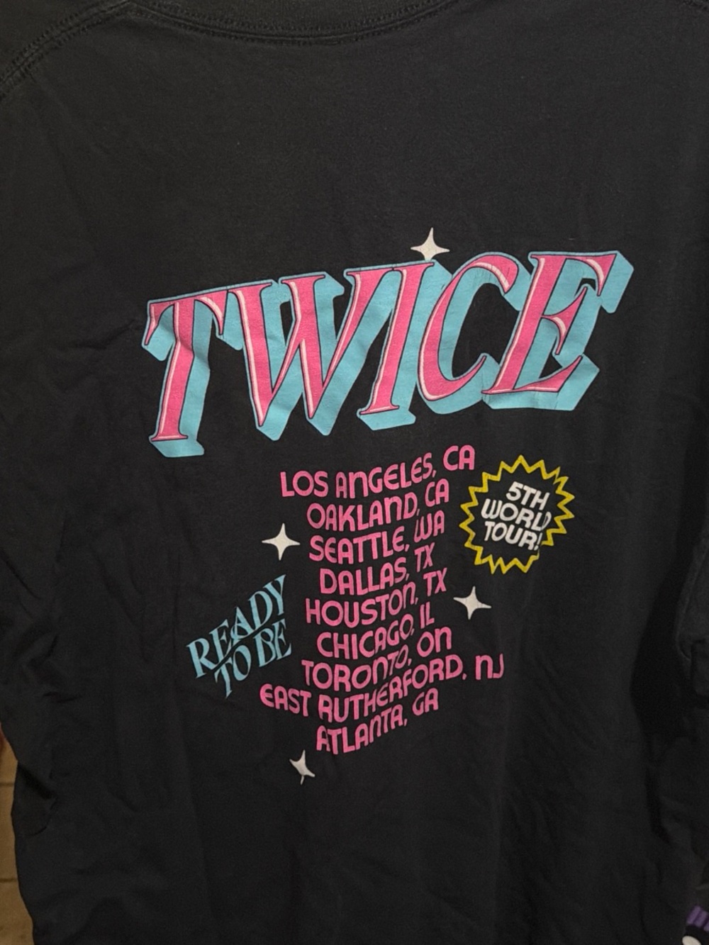 TWICE Tour Black Short Sleeve Graphic Tee - Pink & Teal Logo